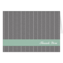 Business pinstripes grey green custom thank you cards
