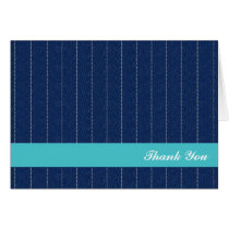 Business pinstripes navy blue custom thank you cards