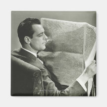 Businessman Reading the Newspaper Fridge Magnets
