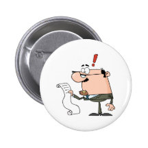 Businessman Reviewing Big Bill Pinback Button