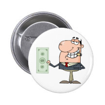 Businessman Shows Big Dollar Buttons