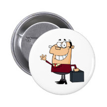 Businessman Waving  A Greeting Pinback Button