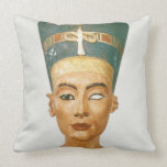 Bust of Queen Nefertiti, front view, from the stud Throw Pillow