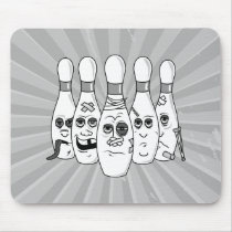 busted up bowling pins greys mousepad