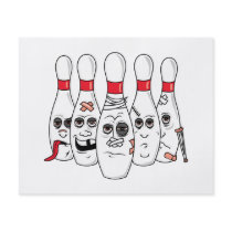 busted up injured bowling pins cartoon custom flyer