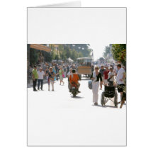 Busy street in Katakolon Greece Greeting Cards