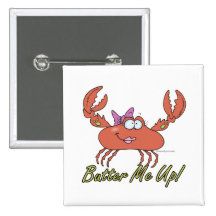 butter me up cute silly girl crab cartoon buttons