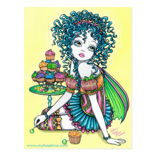 Buttercup Fairy Cup Cake Art Postcard