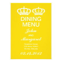 Buttercup Yellow Royal Couple Dining Menu Invite