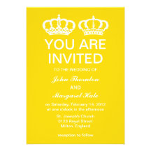 Buttercup Yellow Royal Couple Wedding Invitations