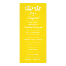 Buttercup Yellow Royal Couple Wedding Program Customized Rack Card