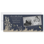 Butterflies and Cattails Save the Date (navy blue) Custom Invitations