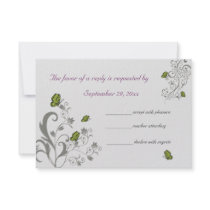 Butterflies and Flowers Response Card Personalized Announcement