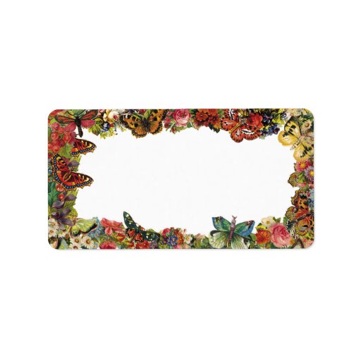Butterflies and Flowers Vintage Border Custom Address Labels