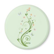 Butterflies and Green Vine Refrigerator Magnet