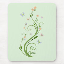 Butterflies and Green Vine Mouse Pad