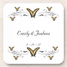 Butterflies and Swirls Beverage Coaster