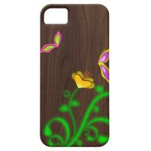 Butterflies and Wood Grain iPhone 5 Case