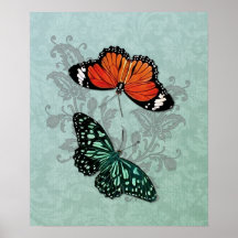 Butterflies Aqua Print