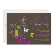 Butterflies Deco Leaves Housewarming Holiday Party Personalized Invite
