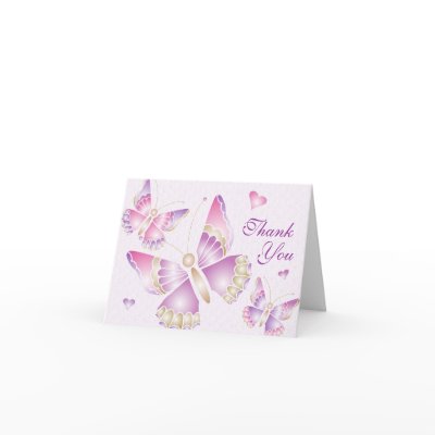 Butterflies Hearts Thank You Card by leighsww
