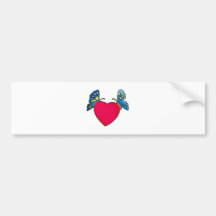 butterflies on heart design bumper sticker