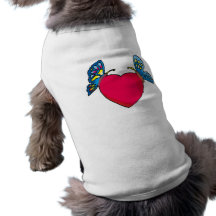 butterflies on heart design dog tee shirt