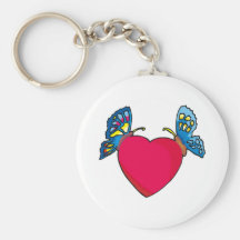 butterflies on heart design keychain