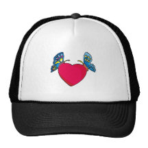 butterflies on heart design mesh hat