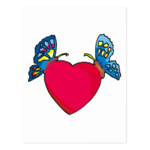 butterflies on heart design postcard