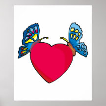 butterflies on heart design print