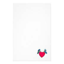 butterflies on heart design stationery paper
