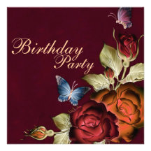 Butterflies & Roses Birthday Invitation