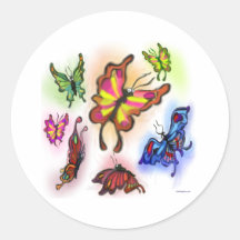 Butterflies Round Stickers