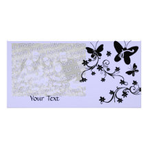 Butterflies with flowers, Personalize Photo Card