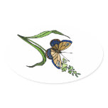 Butterfly 1 oval stickers