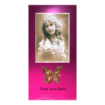 BUTTERFLY AMETHYST PINK ,red purple Personalized Photo Card