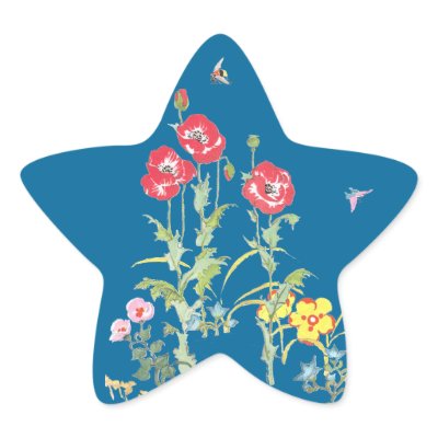 Butterfly and Bee in the Poppy Garden Sticker by pinkalmond