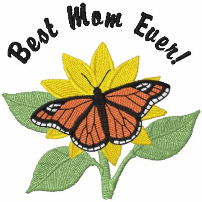 Butterfly and Flower- Best Mom by Embroidery4U