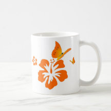 butterfly and flower orange coffee mug