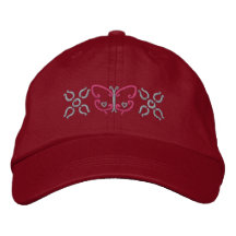 Butterfly And Flowers Embroidered Hats