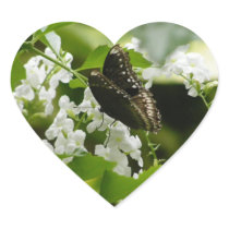 Butterfly and Flowers Heart Stickers