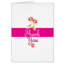 Butterfly and flowers thank you card.