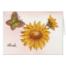 Butterfly and Sunflowers Thank You Card