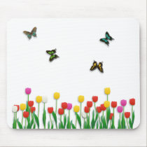 Butterfly and Tulips mousepads