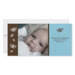 Butterfly Baby Boy Photo Announcement Photo Card Template