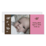 Butterfly Baby Girl Photo Announcement Photo Greeting Card