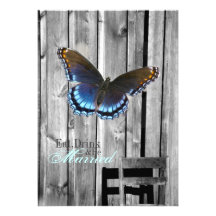 butterfly barnwood western country wedding custom invitations