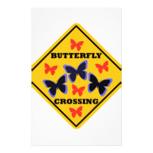 Butterfly Crossing Street Sign Custom Stationery