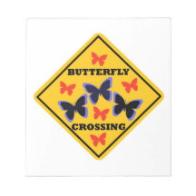 Butterfly Crossing Street Sign Memo Note Pads
